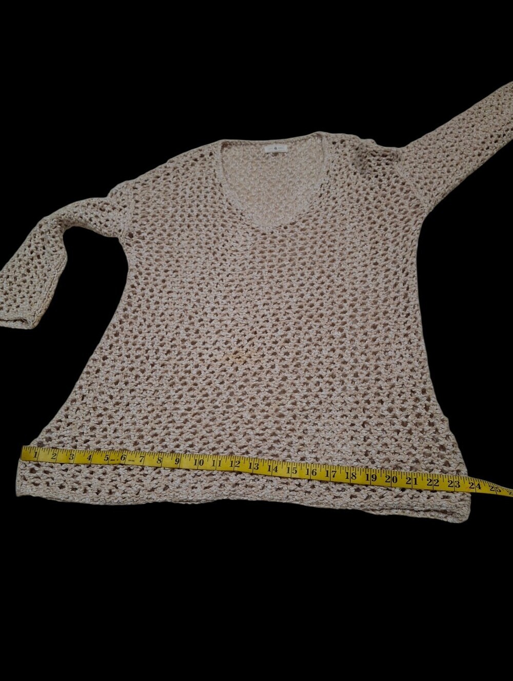 Lou & Grey Crochet Long Sleeve Open Knit Beige Tunic Cover-Up   Women Size Small - Picture 14 of 16